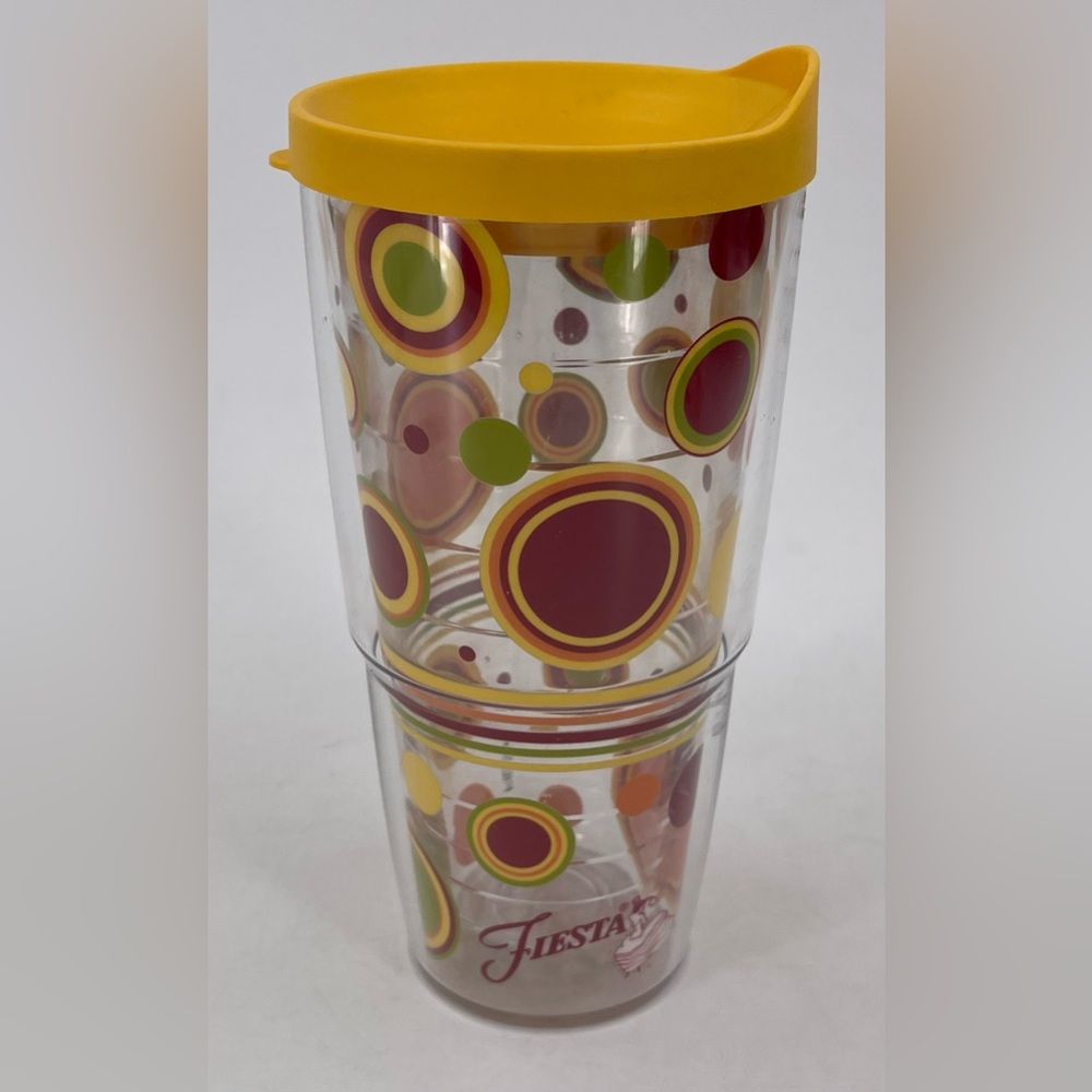 Tervis Fiesta Sunny Shapes 24 oz.‎ Tumbler W/ Lid Yellow Clear Striped